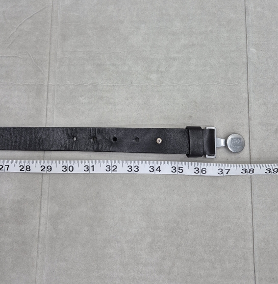 Polo Jeans Co RL belt men's 36 small black leather brushed silver buckle 2110496 - Picture 16 of 16